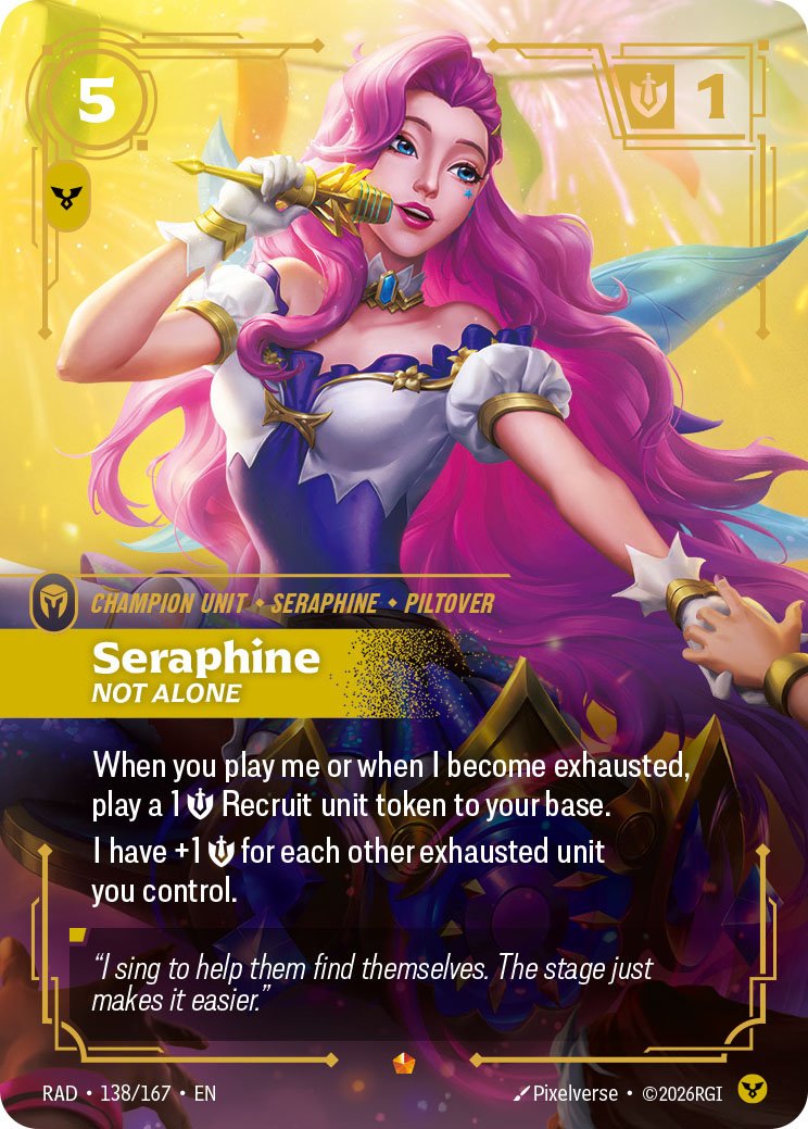 Seraphine, Not Alone champion card from Riftbound: Radiance