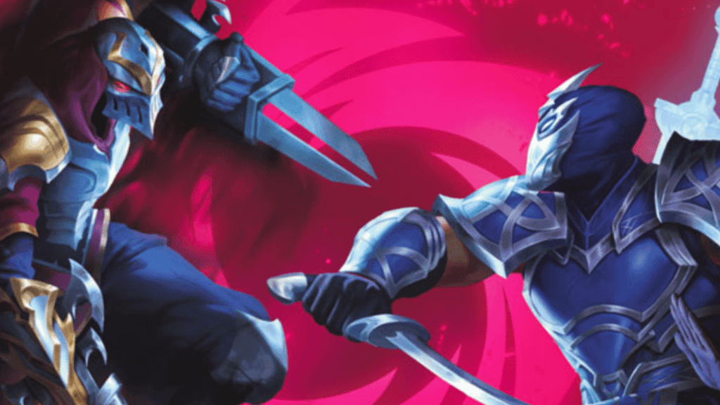 Zed and Shen clash in Riftbound: Vendetta rivalry artwork